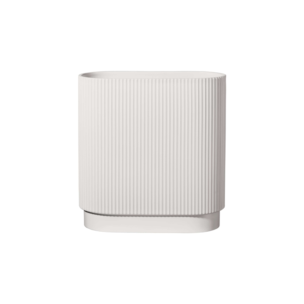 Vase Art déco en céramique, coloris blanc - H.30cm