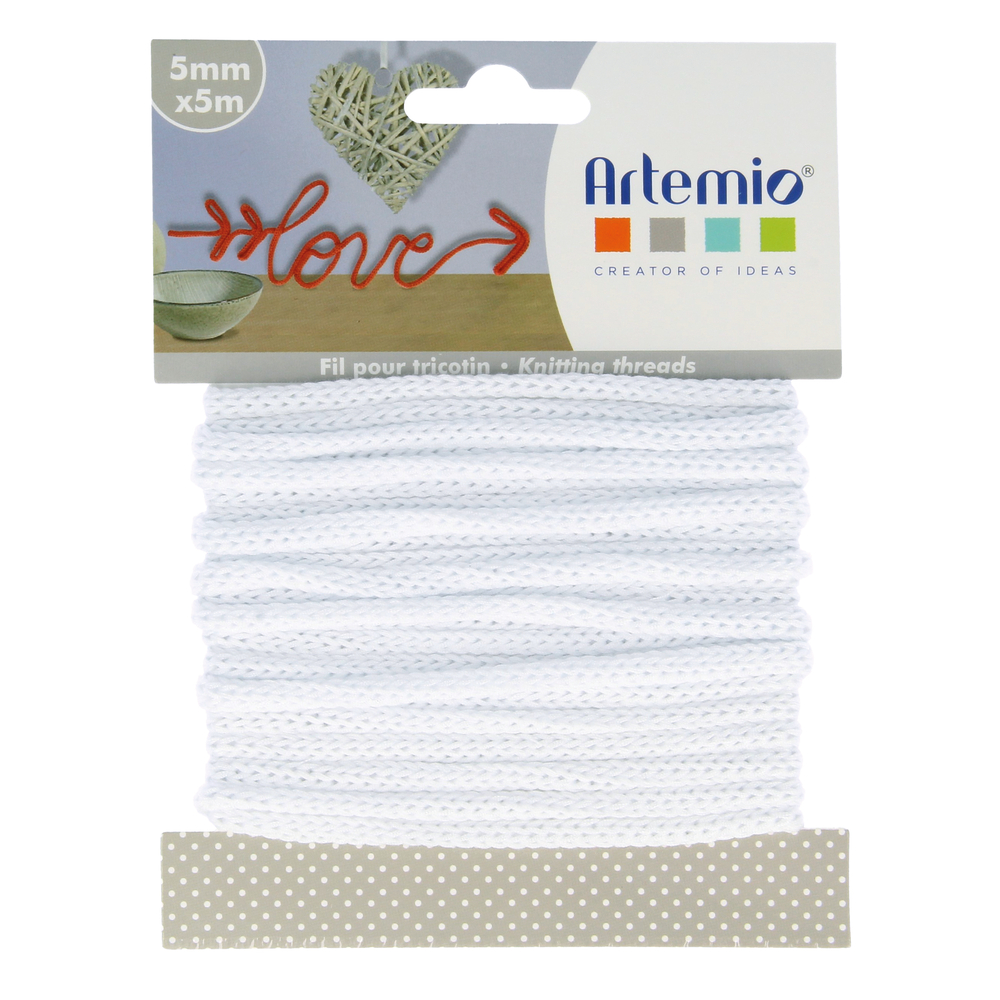 Fil pour Tricotin 5mm x 5m blanc