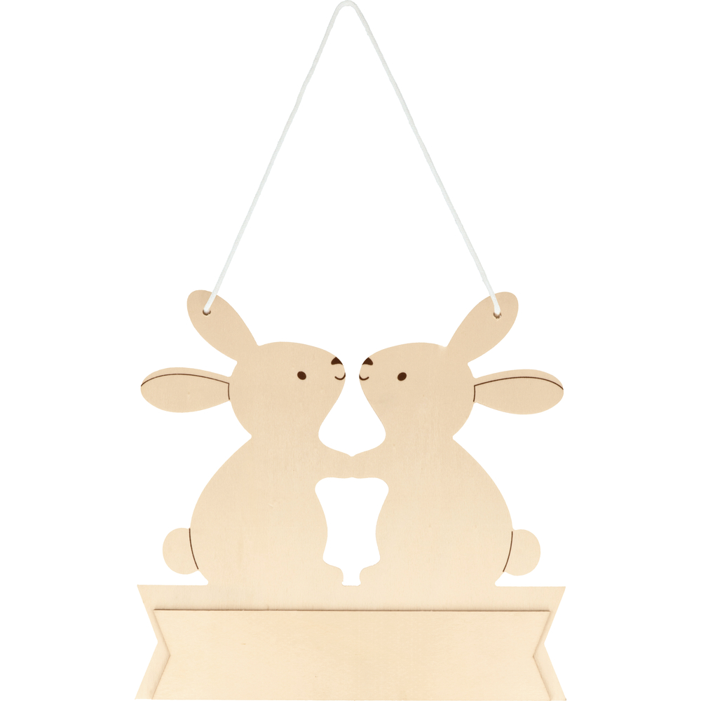 Plaque de porte lapins à suspendre et à décorer - 25x24x0,8cm