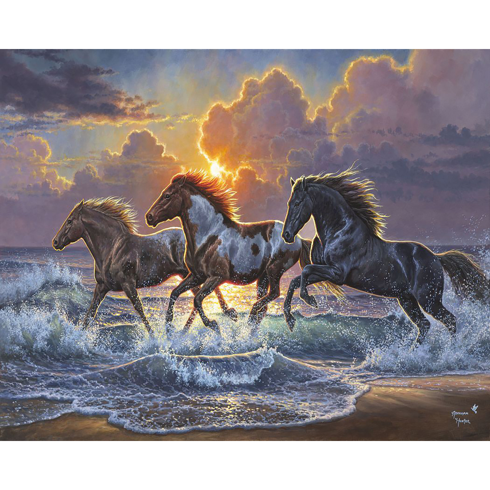 Peinture par numéros Figured’Art Trio de Chevaux toile tendue