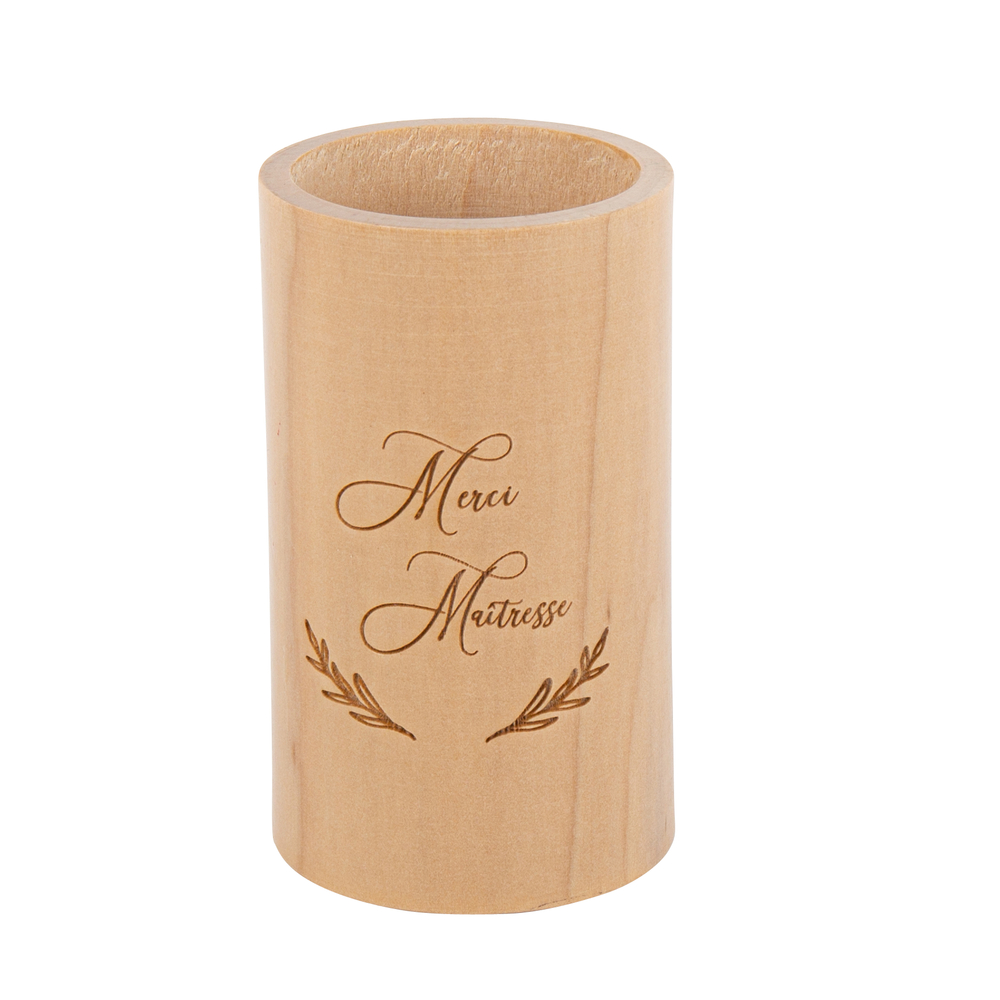 Pot à Crayon Merci Maîtresse en Bois - 10x6cm