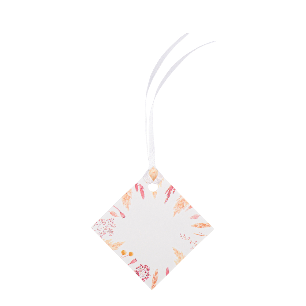 10 étiquettes avec ruban satin Fleurs sauvages-5x5cm