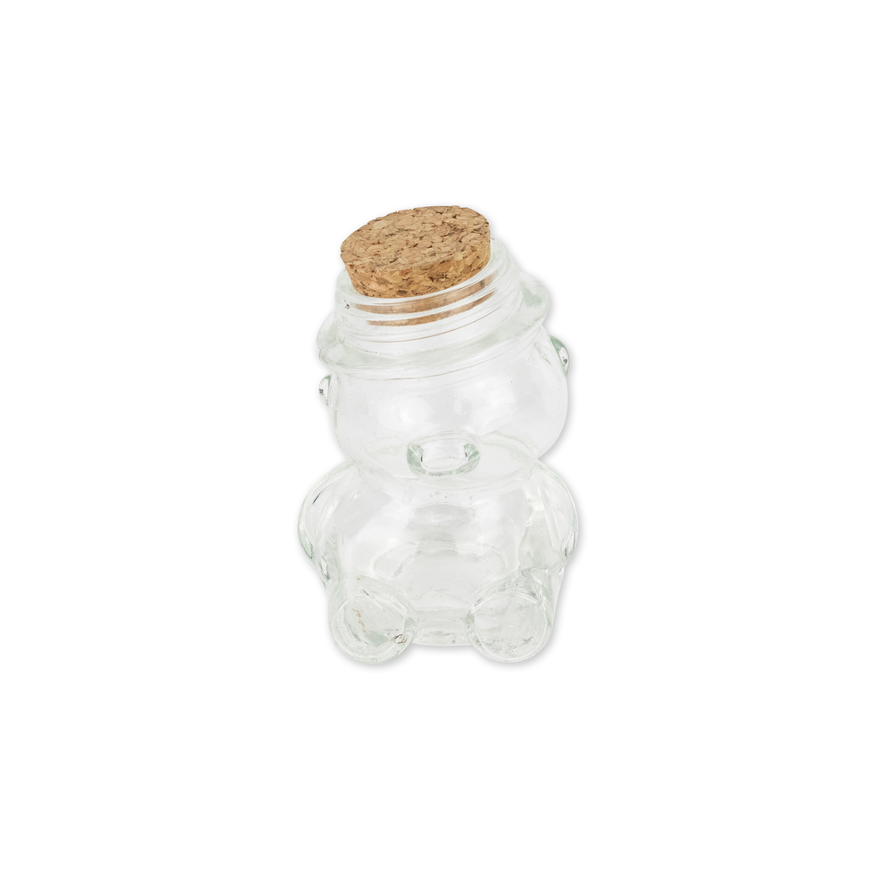 Contenant ourson en verre & bouchon liège-8x6cm - 90ml