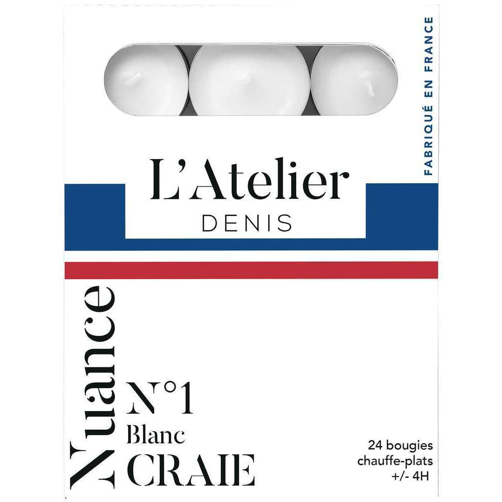 Lot de 24 bougies chauffe-plat, coloris blanc