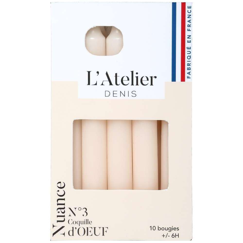 Lot de 10 bougies, coloris ivoire - H.17cm