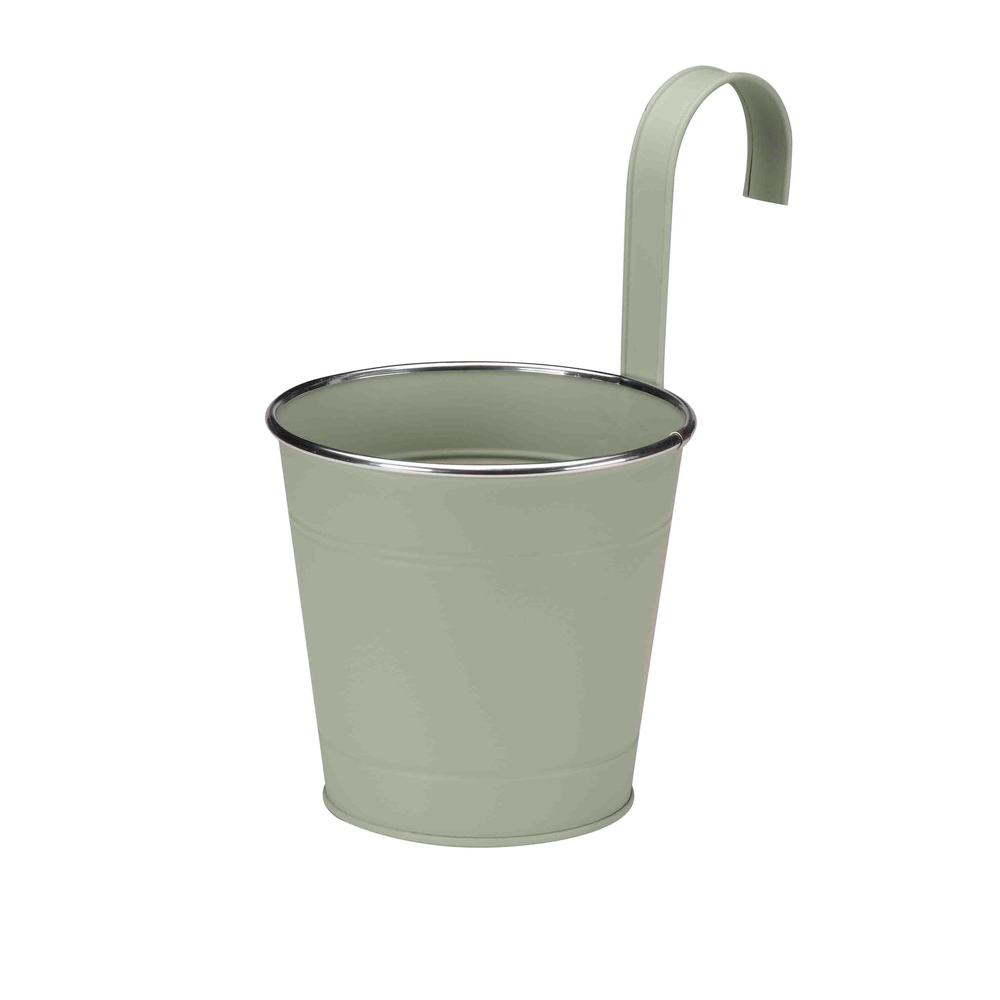 Pot à suspendre pour balcon en métal, coloris vert - D.15cm