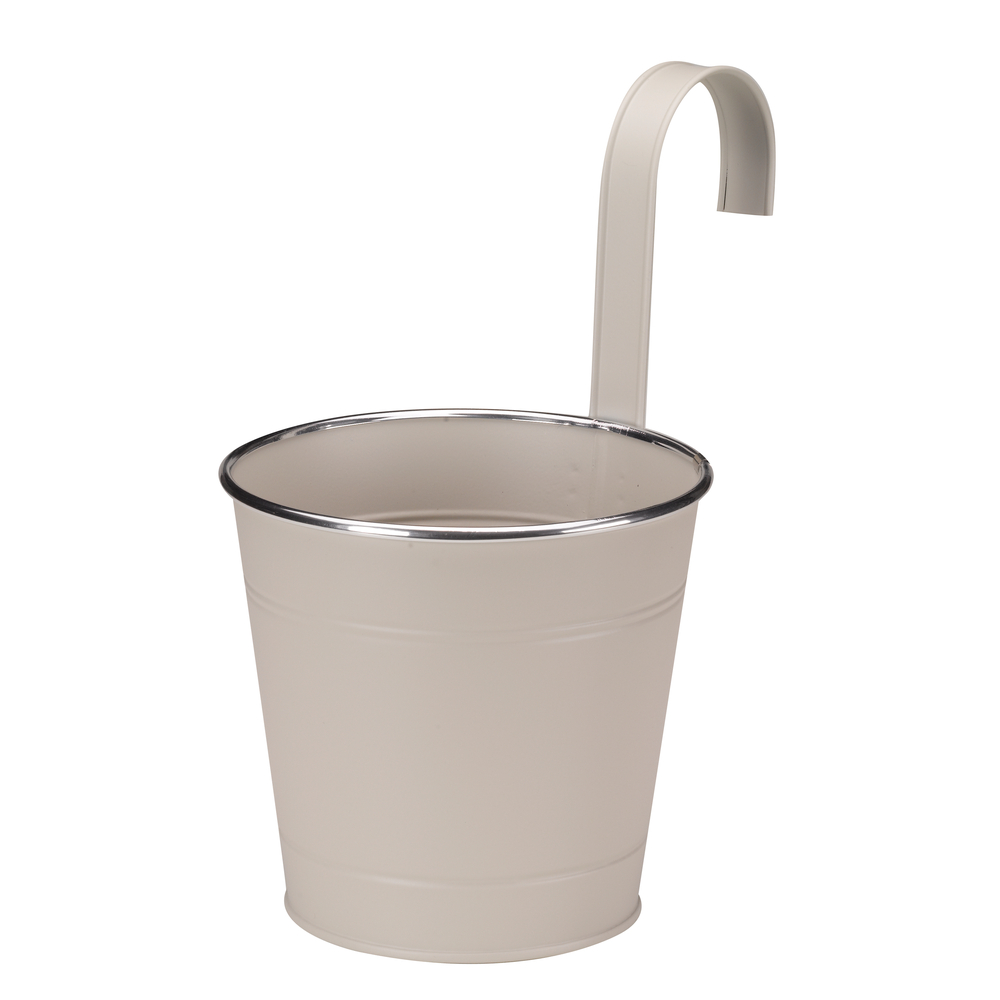 Pot à suspendre pour balcon en métal, coloris ivoire - D.15cm