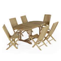 Ensemble mobilier de jardin Sirocco en teck : 1 table et 6 chaises