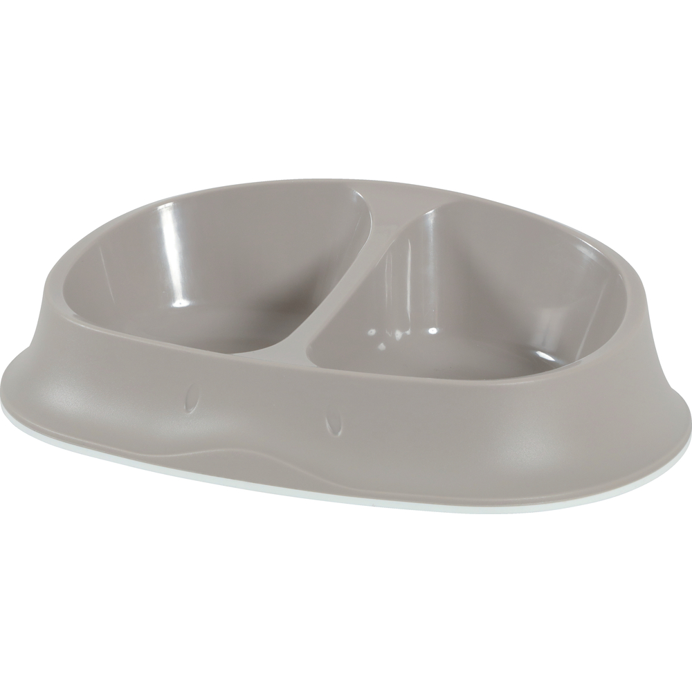 Écuelle Smart Bowl Double Plastique Antidérapante Taupe 2x250ml