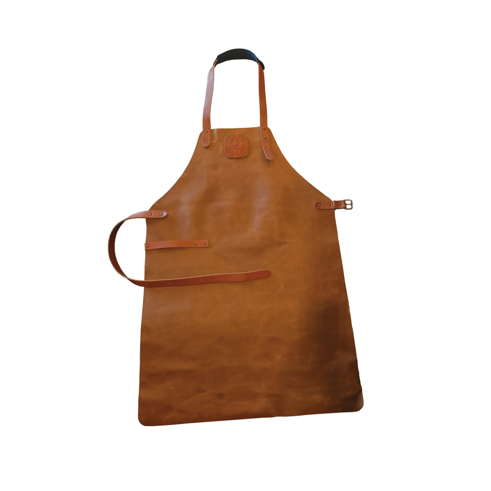Tablier pour barbecue en cuir marron