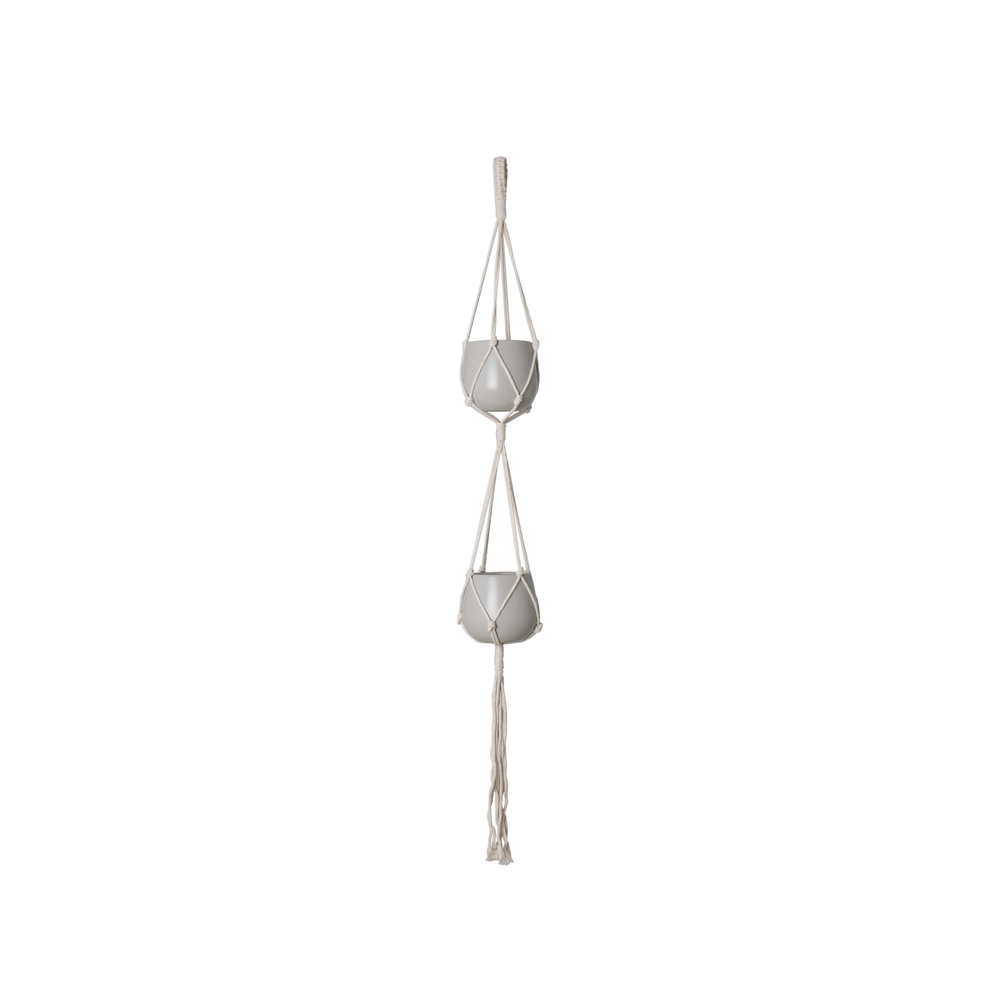 Macramé double avec nœud basique blanc H.120cm 