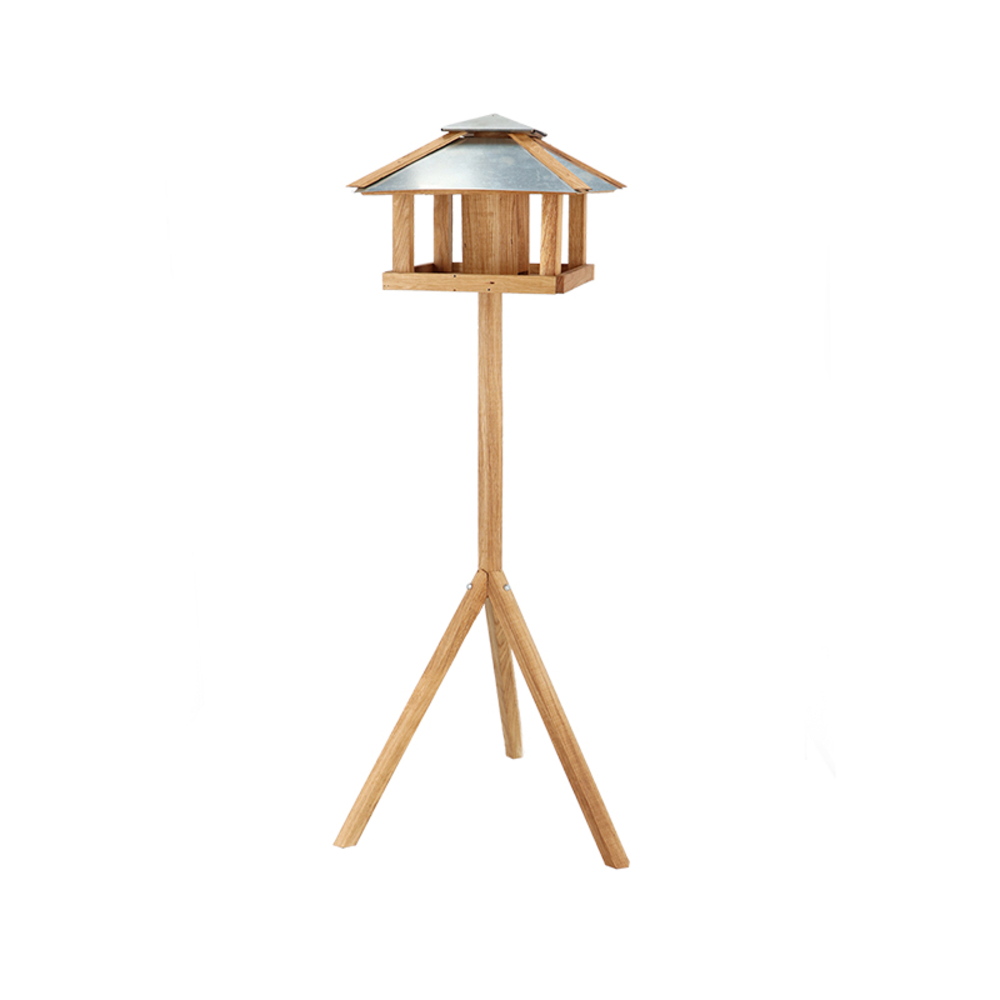 Mangeoire pour oiseaux, en chêne avec silo 51.7x45.2x118 cm