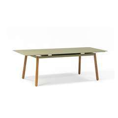 Table de jardin ligne ALICANTE en aluminium vert jonc 160/200x80x76cm