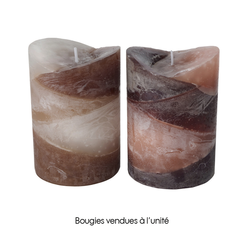 Bougie large Gradienta en cire Beige&Brune ou Orange&Brune H.10cmxØ7cm