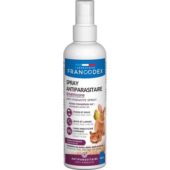 Spray antiparasitaire Diméthicone petits mammifères/oiseaux 100ml