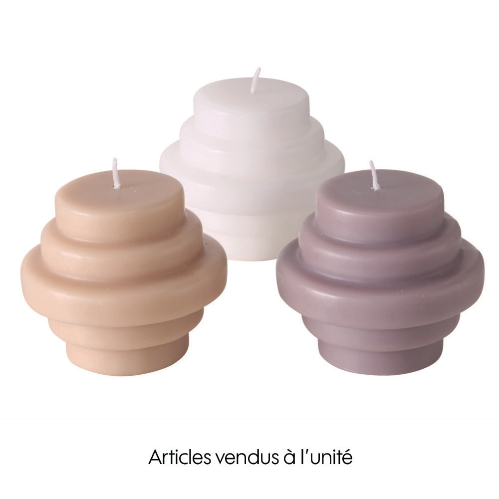 Bougie de décoration Trapeca coloris Blanc Lilas ou Pêche H.9cm