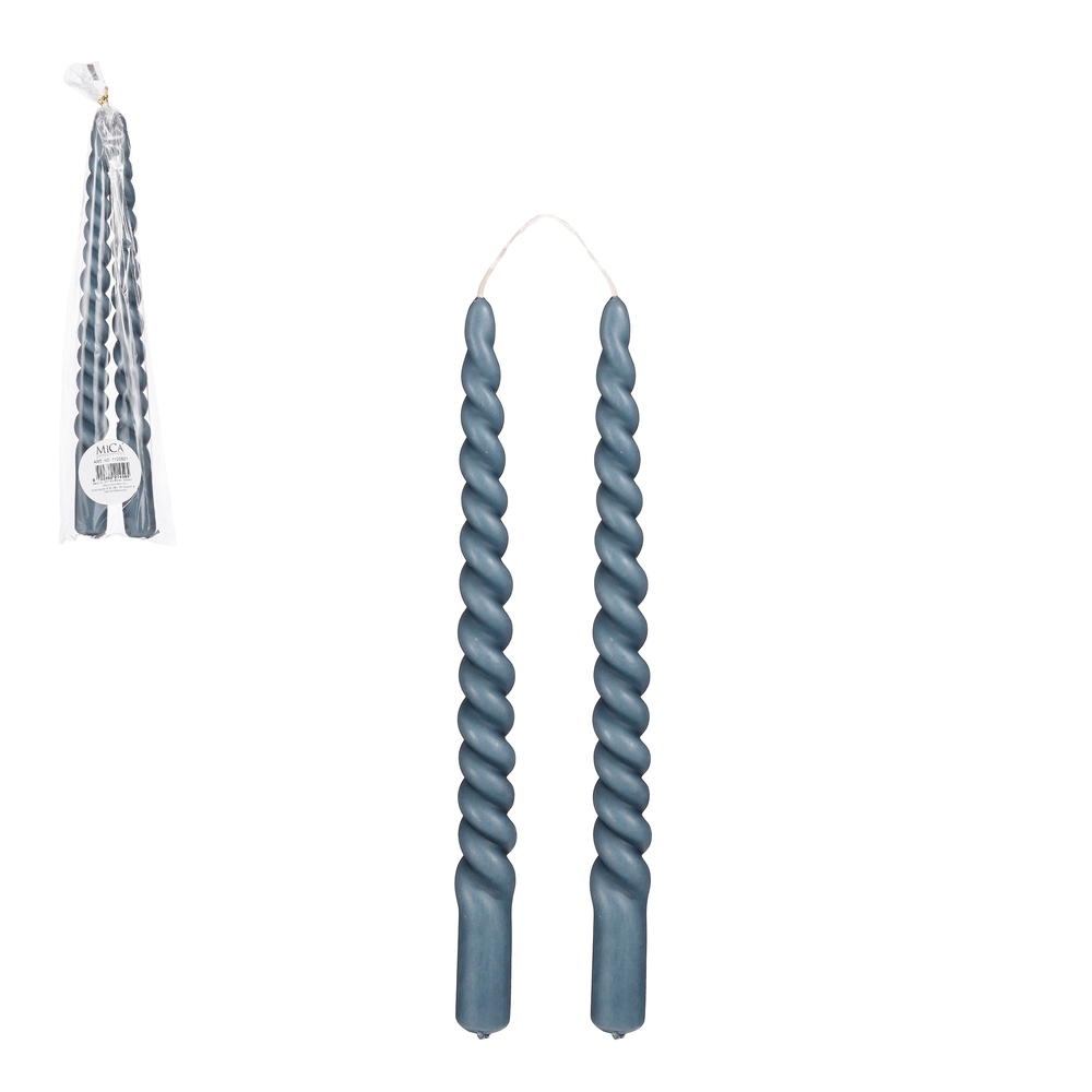 Bougie Twist bleue H.29 cm D.2,2 cm - x 2 pièces