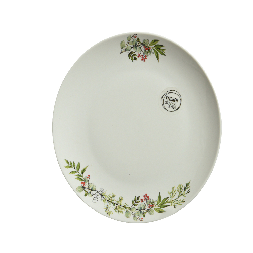 Assiette déco Houx en porcelaine - D.26cm
