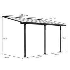 Toit terrasse aluminium anthracite rideau d'ombrage extensible 15,38m2