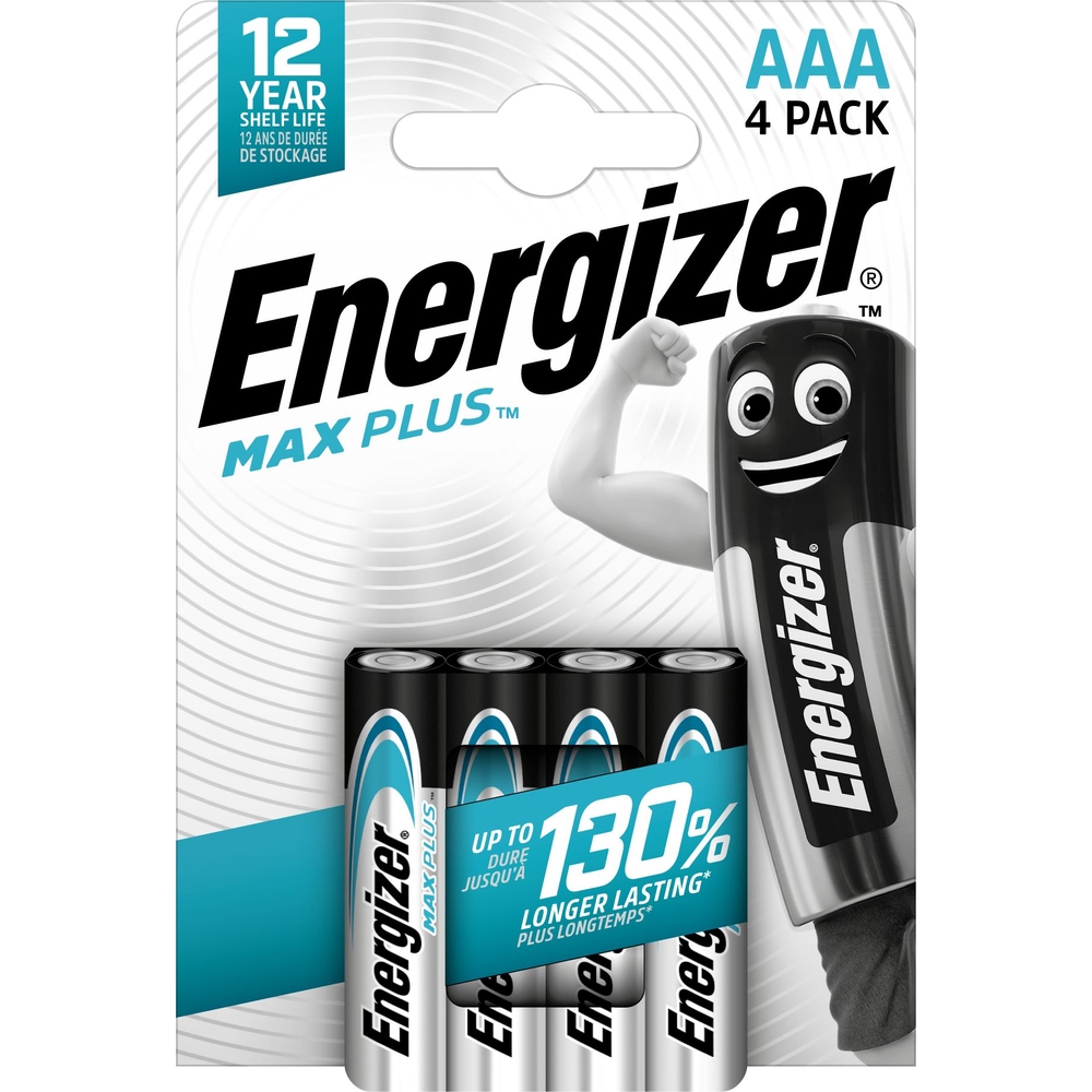 Piles alcalines Energizer Max Plus AAA/LR03, pack de 4