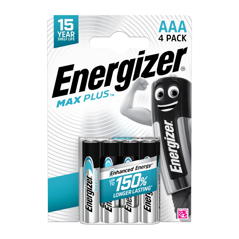 Piles alcalines Energizer Max Plus AAA/LR03, pack de 4