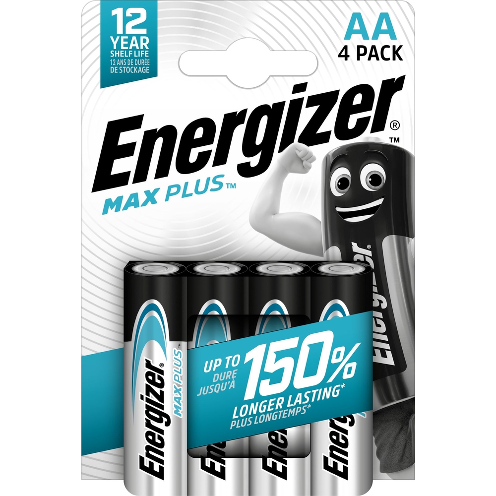 Piles alcalines Energizer Max Plus AA/LR06, pack de 4