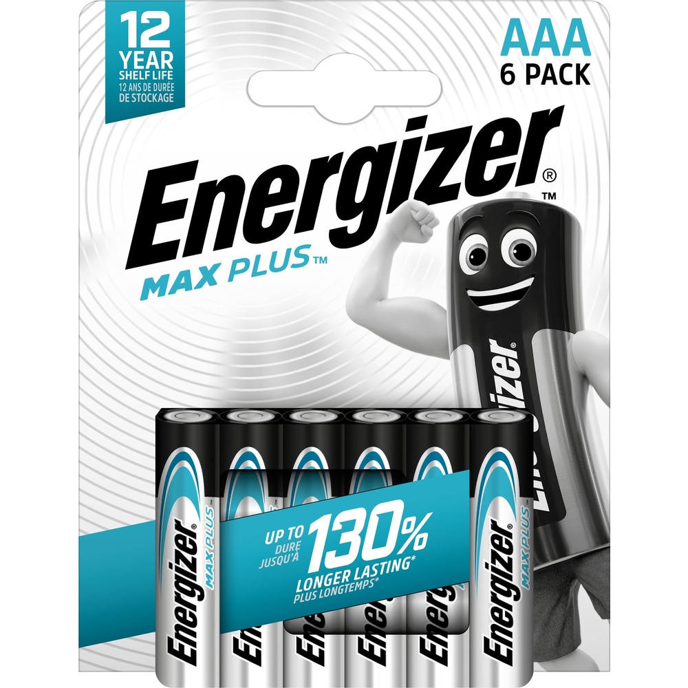 Piles alcalines Energizer Max Plus AAA/LR03, pack de 6