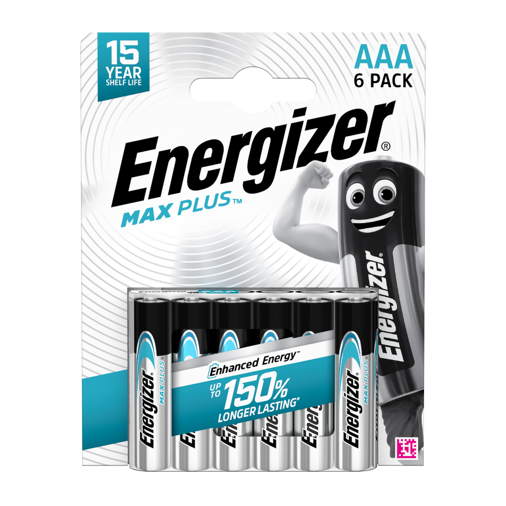 Piles alcalines Energizer Max Plus AAA/LR03, pack de 6