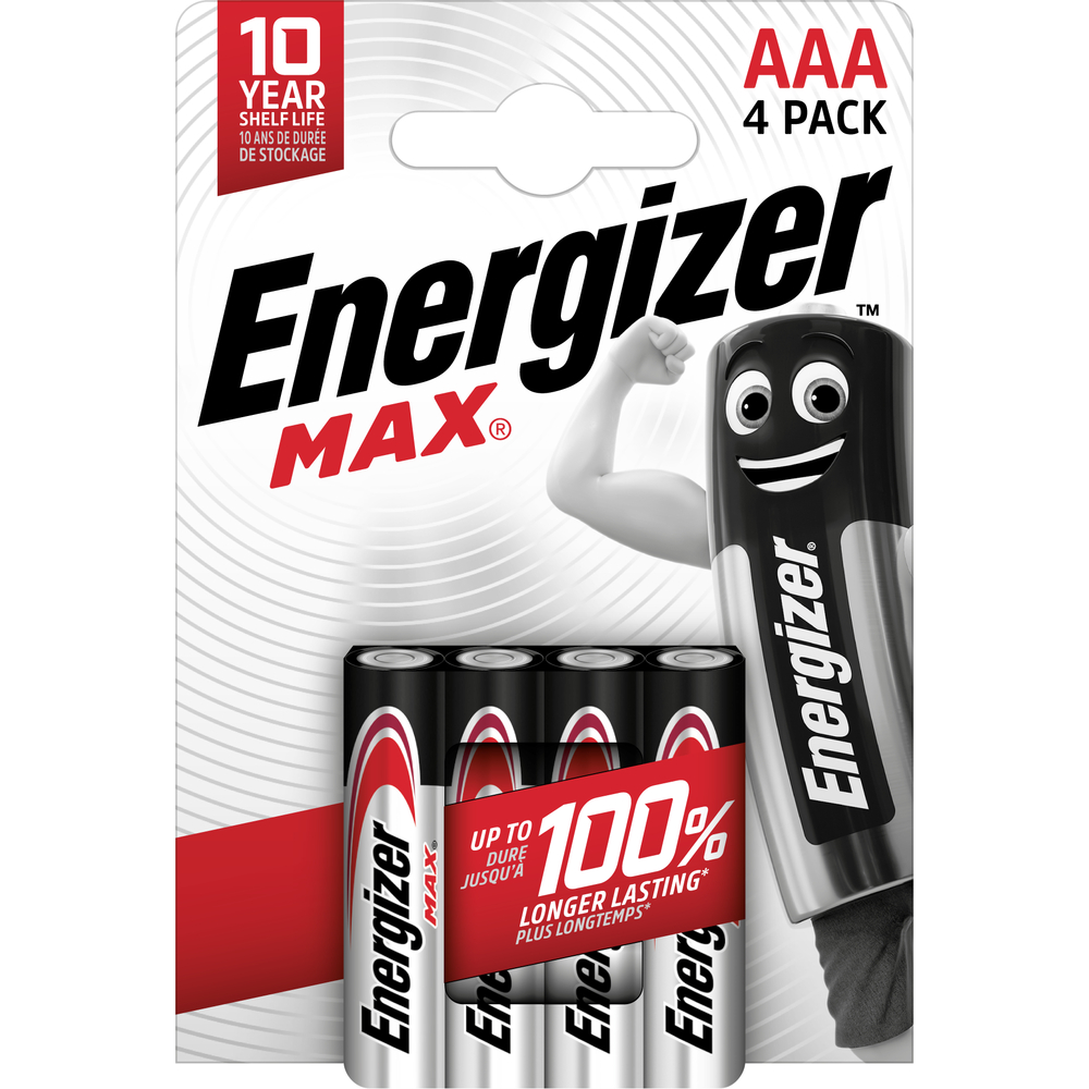 Piles alcalines Energizer Max AAA/LR03, pack de 4