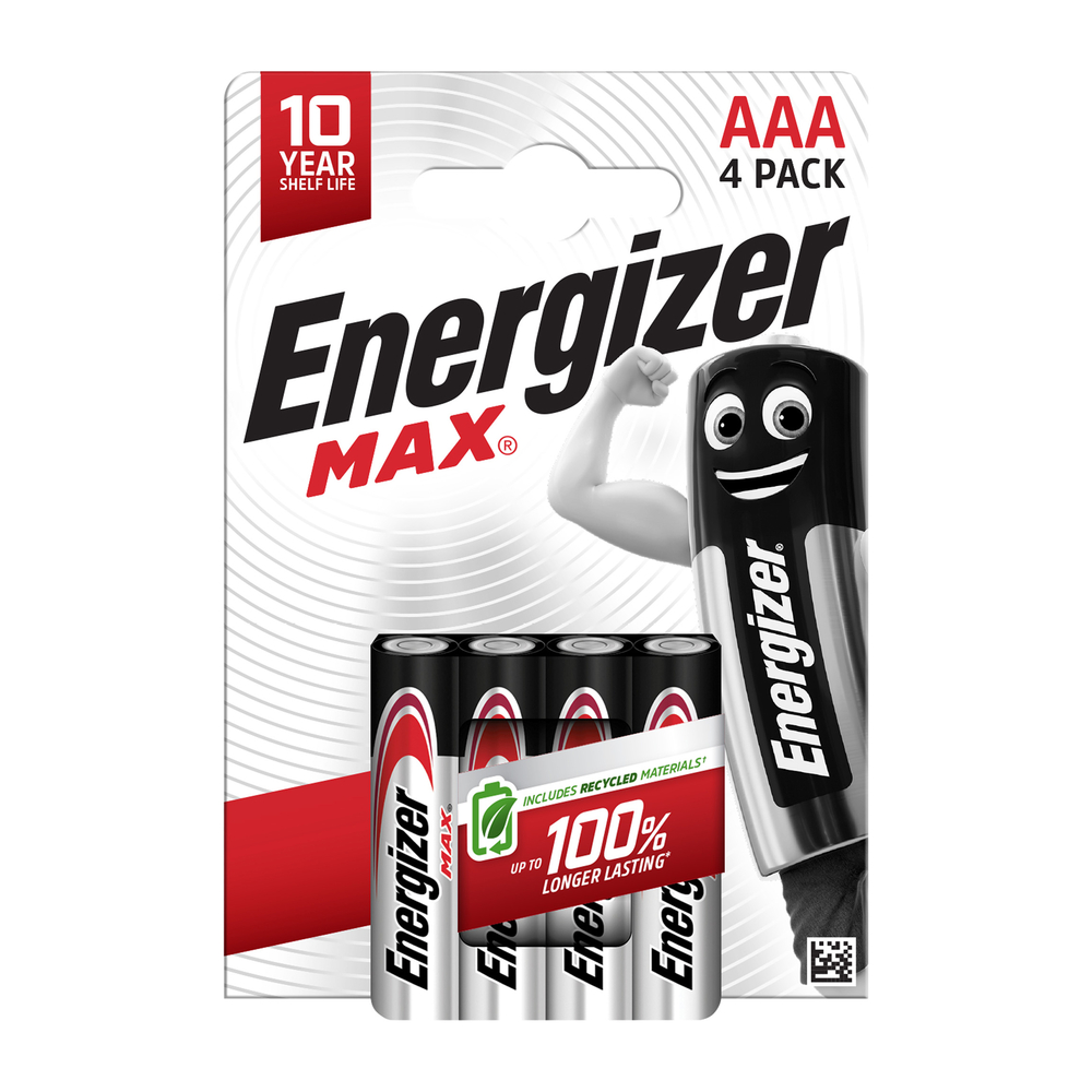 Piles alcalines Energizer Max AAA/LR03, pack de 4