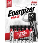 Piles alcalines Energizer Max AAA/LR03, pack de 6