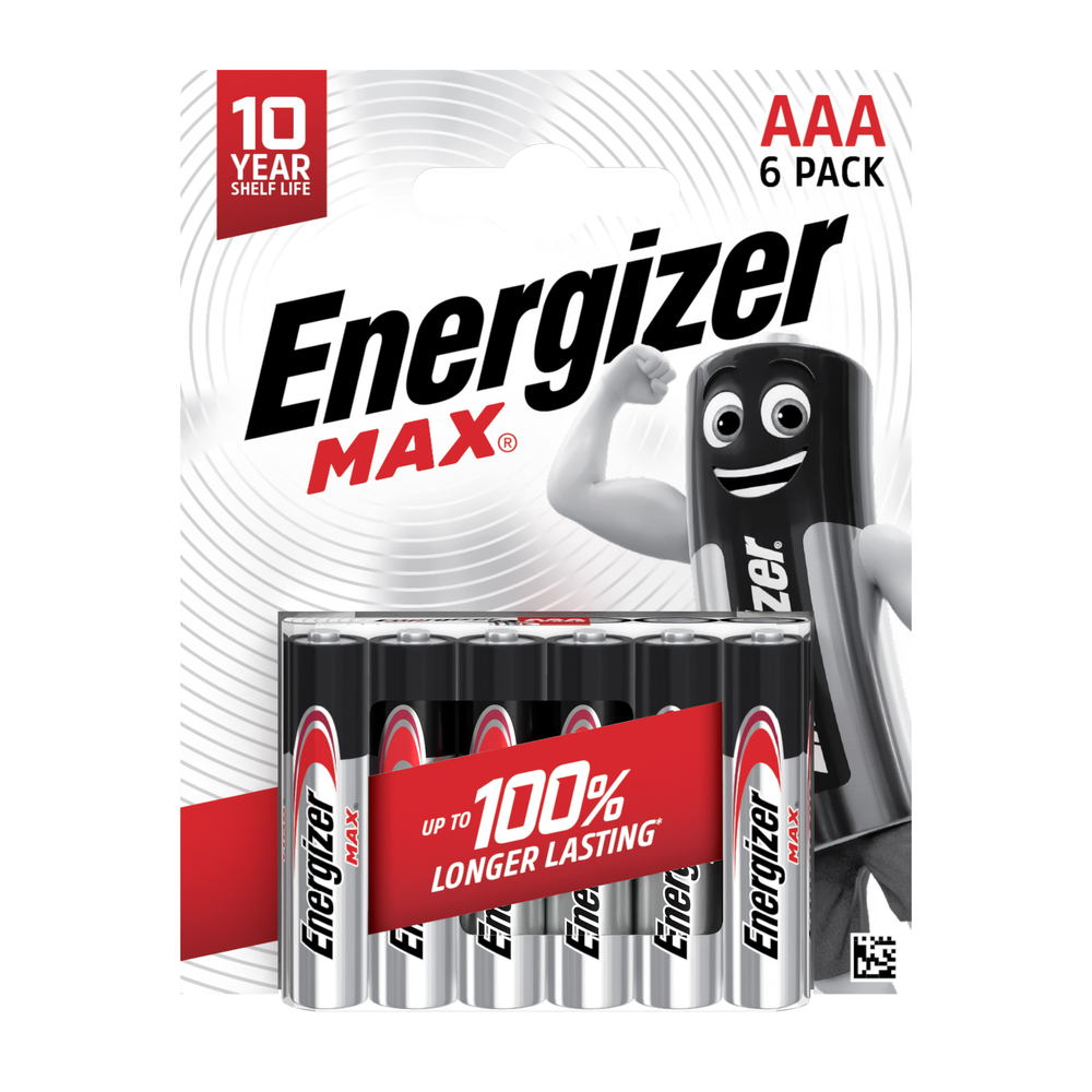 Piles alcalines Energizer Max AAA/LR03, pack de 6
