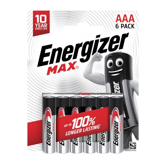 Piles alcalines Energizer Max AAA/LR03, pack de 6