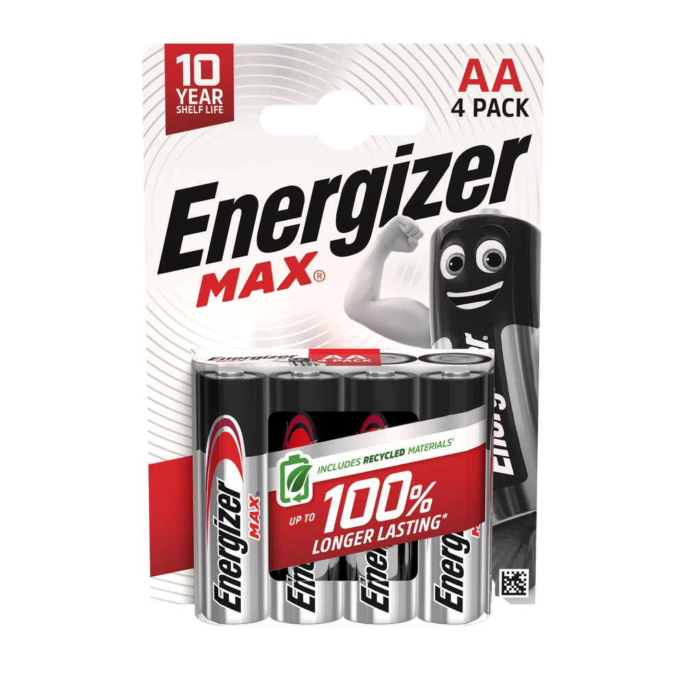 Piles alcalines Energizer Max Clipstrip AA/LR06, pack de 4