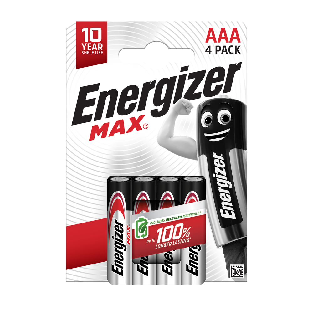 Piles alcalines Energizer Max Clipstrip AAA/LR03, pack de 4