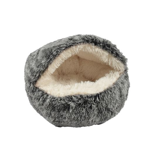 Panier Bulle ''Poilu'' bicolore noir pour chien Ø50cm S