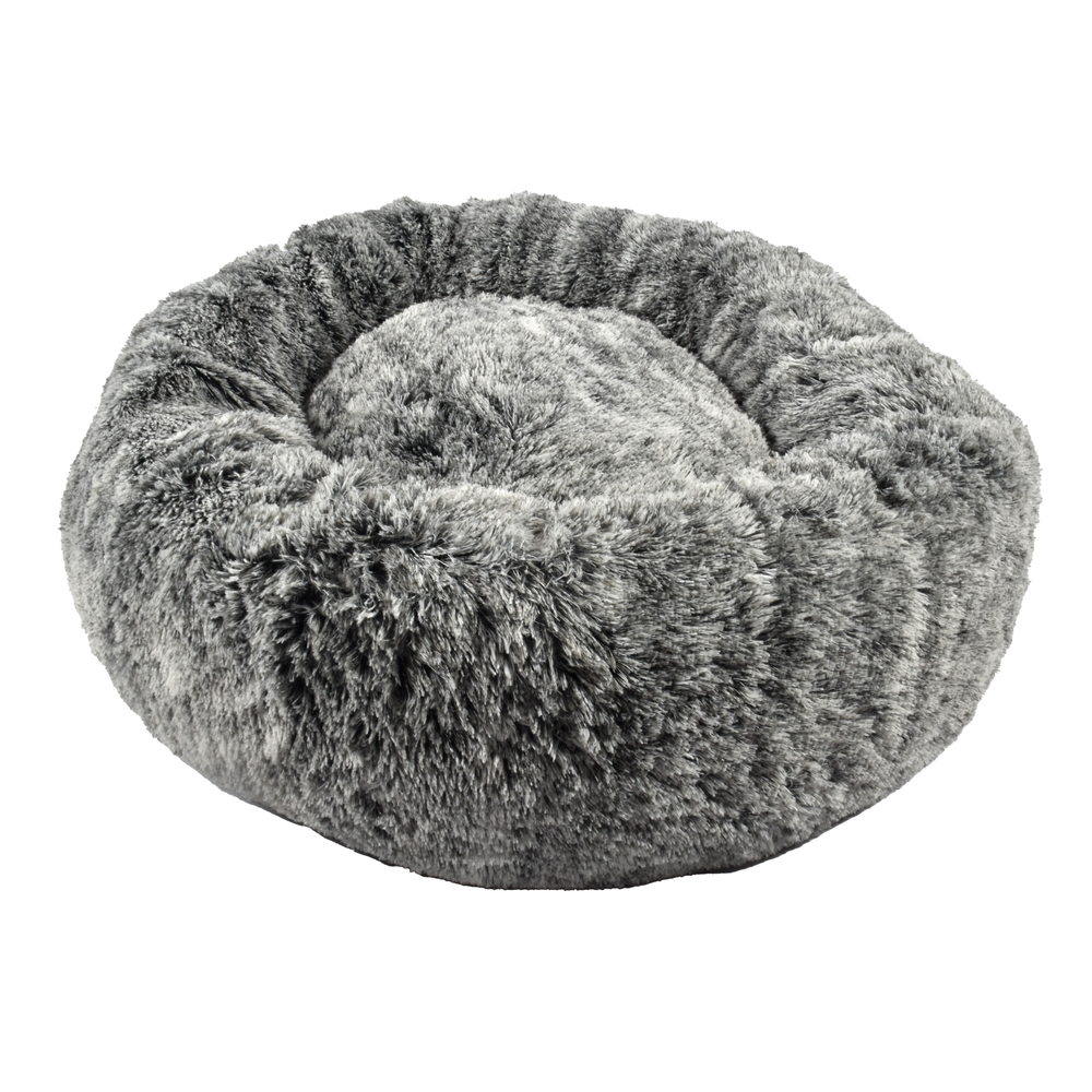 Coussin Donut ''Poilu'' pour chien bicolore Noir Ø50cm S