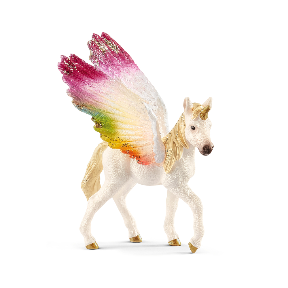 Figurine de licorne ailée arc-en-ciel poulain pour enfant en plastique