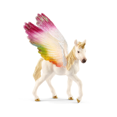 Figurine de licorne ailée arc-en-ciel poulain pour enfant en plastique