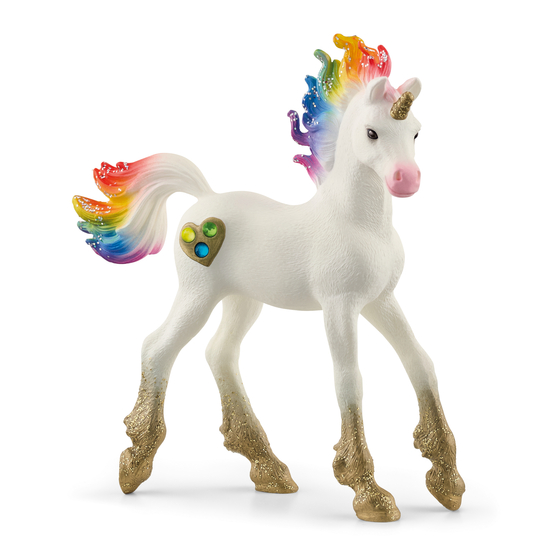 Figurine de licorne arc-en-ciel poulain pour enfant en plastique