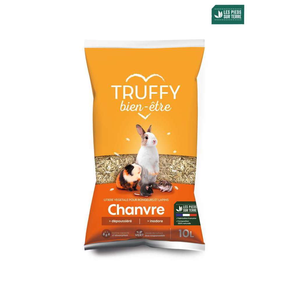 Litière végétale de chanvre pour rongeurs et lapins Truffy 10 l