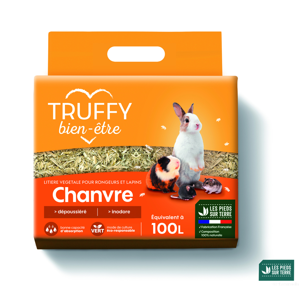Litière végétale de chanvre pour rongeurs et lapins Truffy 100 l