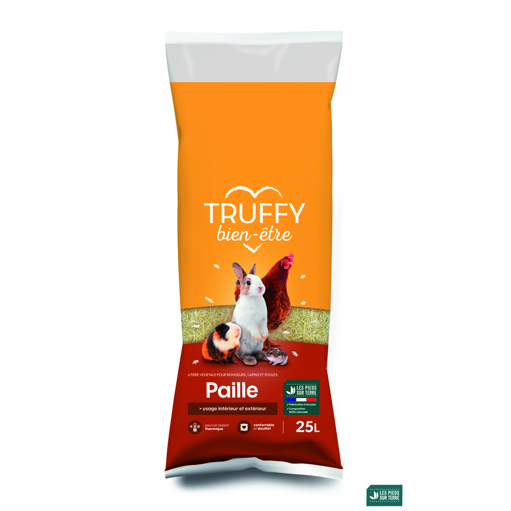Litière en paille de blé pour rongeur Truffy bien être 25 L