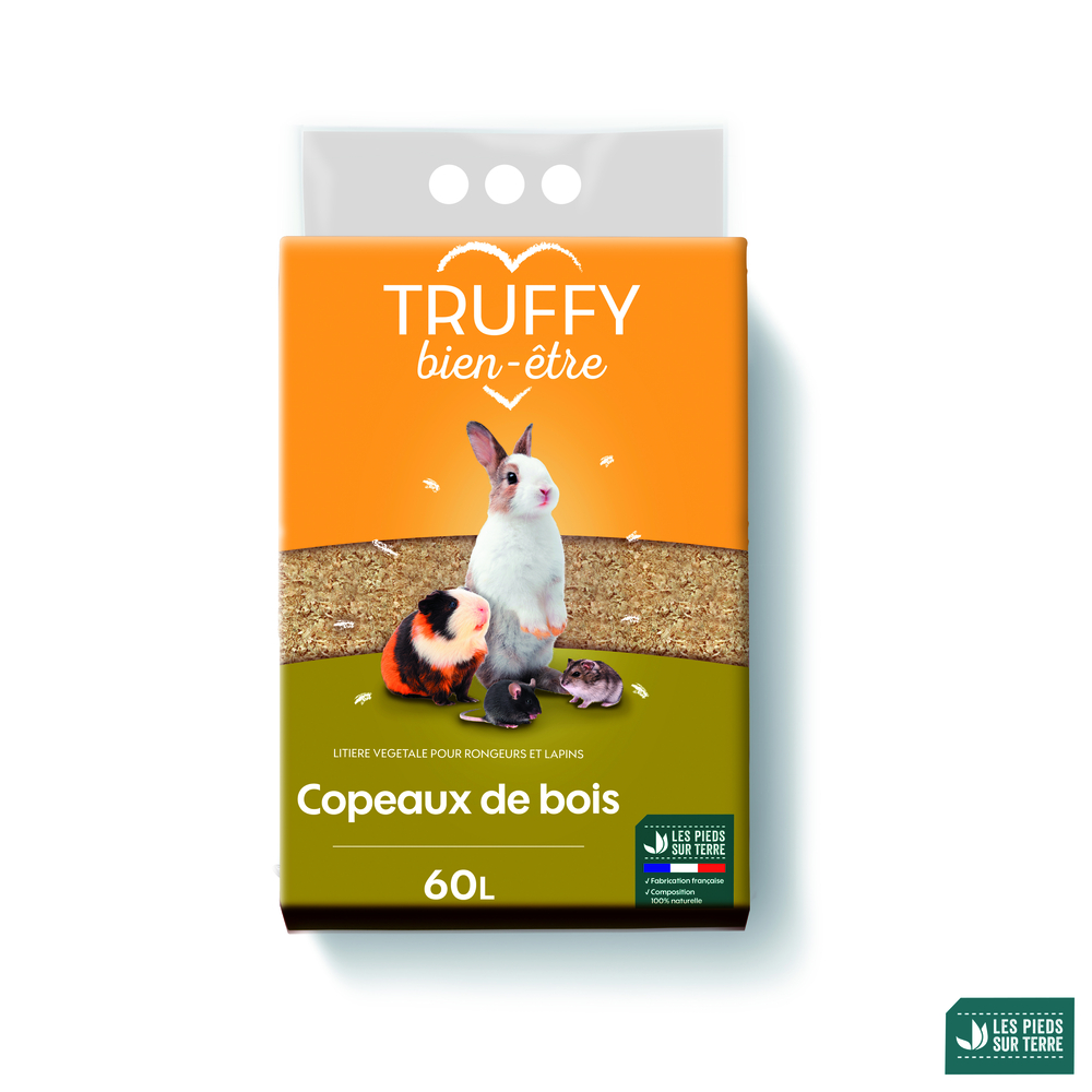 Litière en copeaux de pin pour rongeur Truffy bien-être 60L