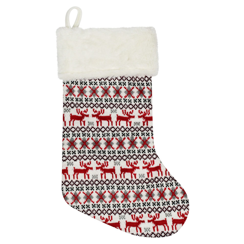Chaussette Renne 45Cm Blanc Rouge