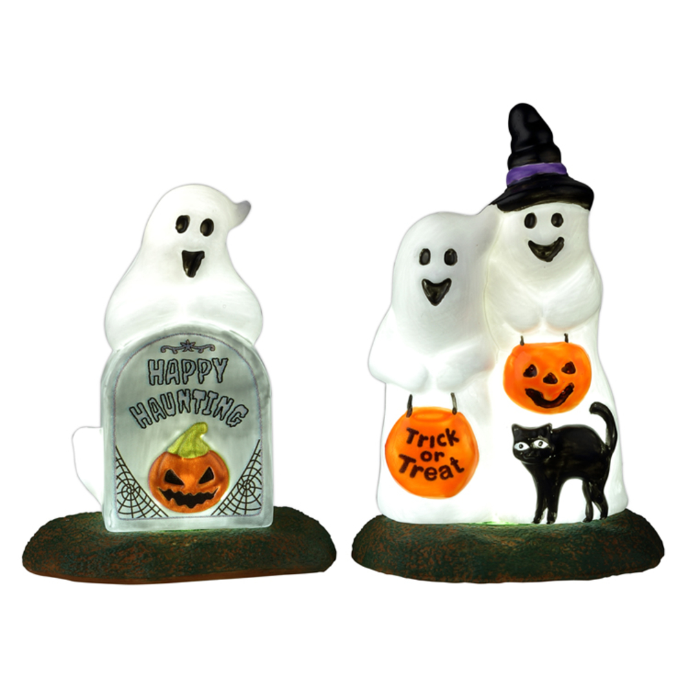 Joyeux Halloween, trio de fantômes animés L 6 x l 8 x H.6.5cm