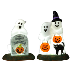 Joyeux Halloween, trio de fantômes animés L 6 x l 8 x H 6.5cm