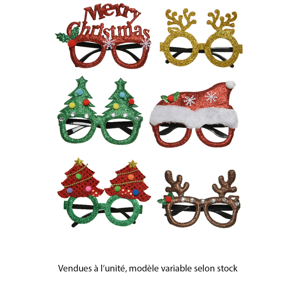 Paire de lunettes Noël pour photobooth, modèles variables