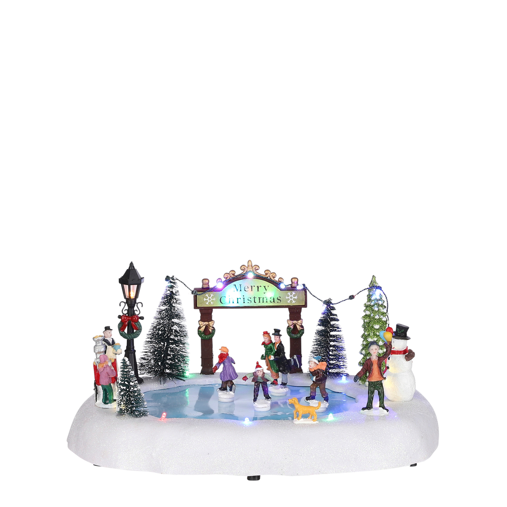 Décor animé, patinoire de Noël - Fonctionnement sur piles AAA