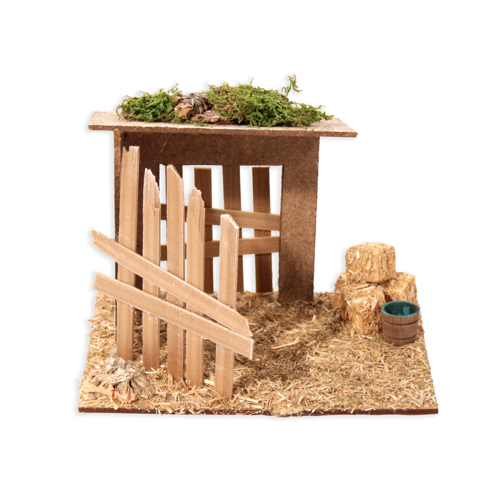 Décor pour crèche de Noël Ecurie vide 19x15x16cm